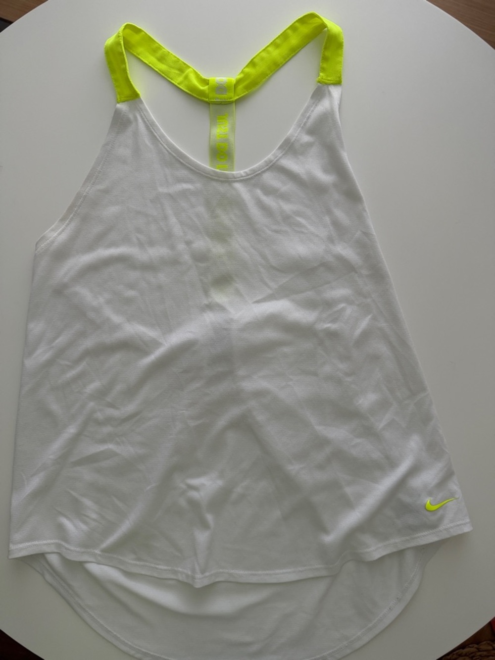 Nike White Tank with Neon Yellow Racerback Trim
